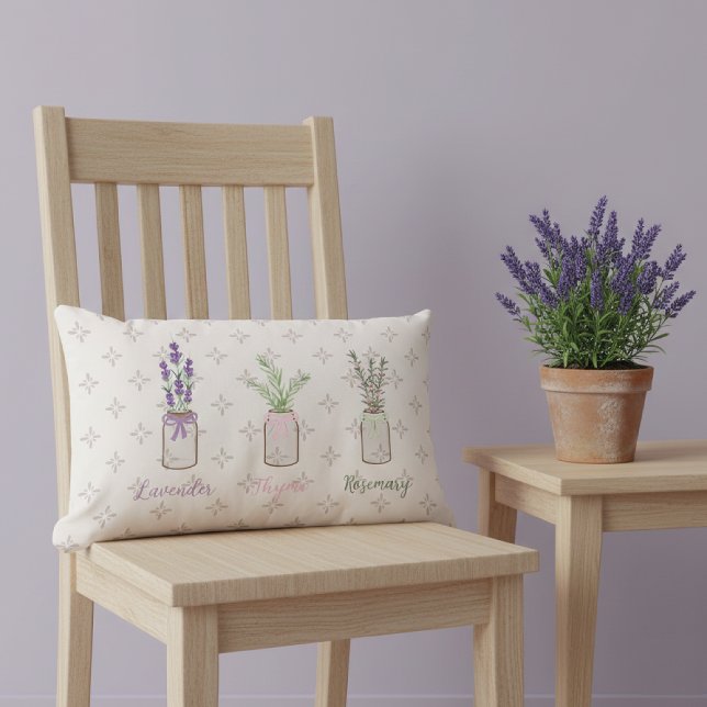 Lavender Thyme Rosemary Herbs Throw Pillow (Creator Uploaded)