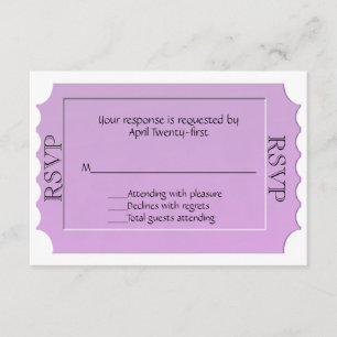 Lavender Ticket Look RSVP Response Card