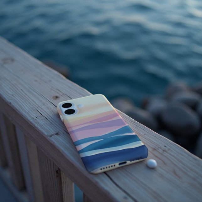 Lavender Tide Fluid Abstract Coastal Case-Mate iPhone Case (Wrap your tech in coastal dusk serenity. Your elegant Lavender Tide iPhone Case.)
