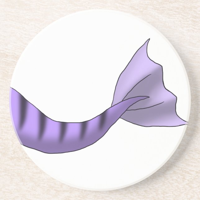 Lavender Tiger Mermaid Tail Sandstone Coaster (Front)