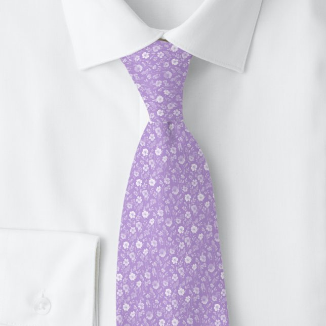 Lavender Tiny Flowers Neck Tie (Creator Uploaded)