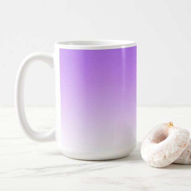 Lavender to White Ombre Gradient Pattern Coffee Mug (With Donut)
