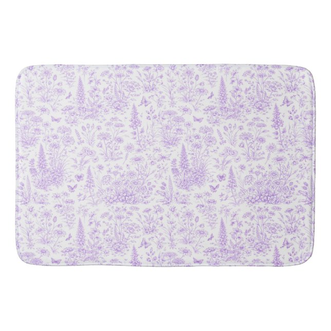 Lavender Toile Bath Mat (Front)