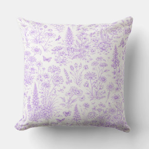 Lavender Toile Throw Pillow