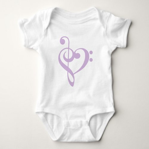 Lavender Treble Clef  Bass Clef Heart Baby Bodysuit