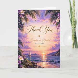 Lavender Tropical Sunset Wedding Invitation