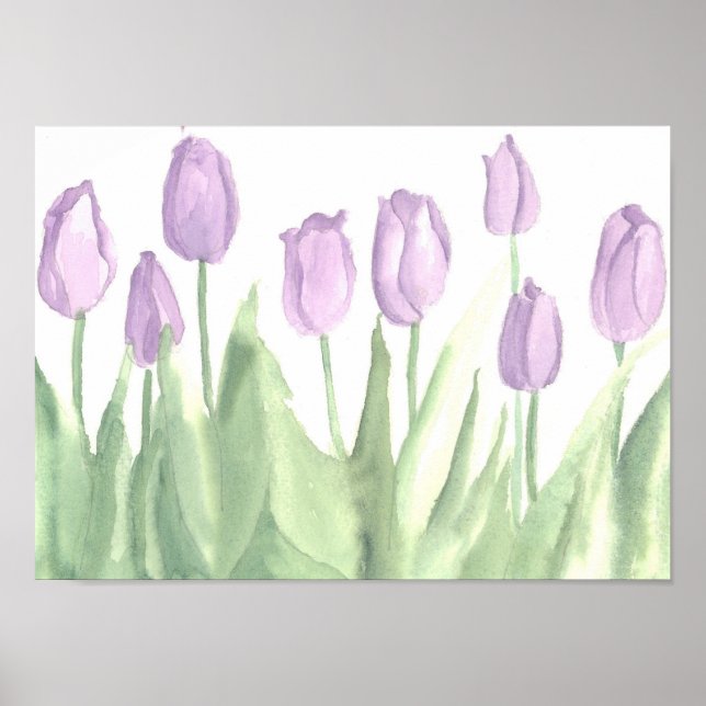 Lavender Tulip Flower Garden Spring Watercolor Poster (Front)