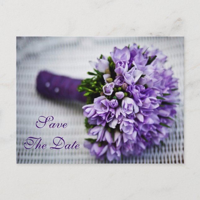 Lavender Tulip Flowers Save The Date Wedding Card (Front)