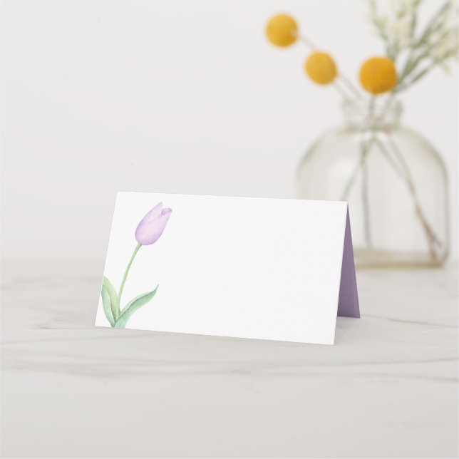 Lavender Tulip Solo Modern Purple Wedding Place Card (Front)