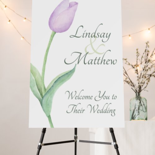 Lavender Tulip Solo Modern Purple Wedding Welcome Foam Board