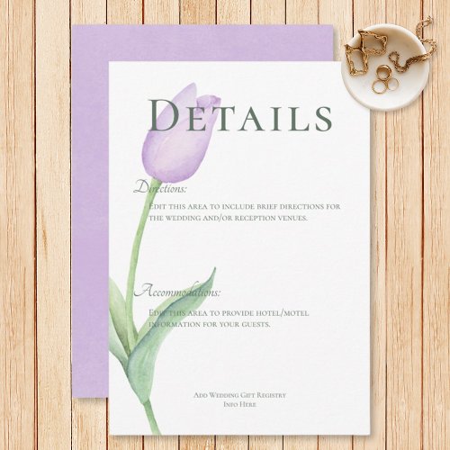 Lavender Tulip Solo Purple Modern Details Enclosure Card