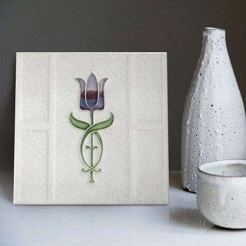 Lavender Tulip Wall Decor Nouveau Art Deco Gibbons Ceramic Tile