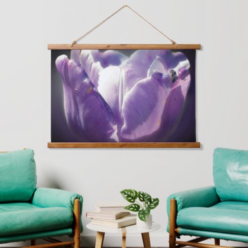 Lavender Tulip With Tiny Bee Close Up  Hanging Tapestry
