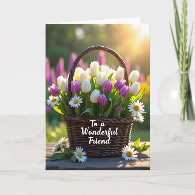 Lavender Tulips Mothers Day Card (Front)