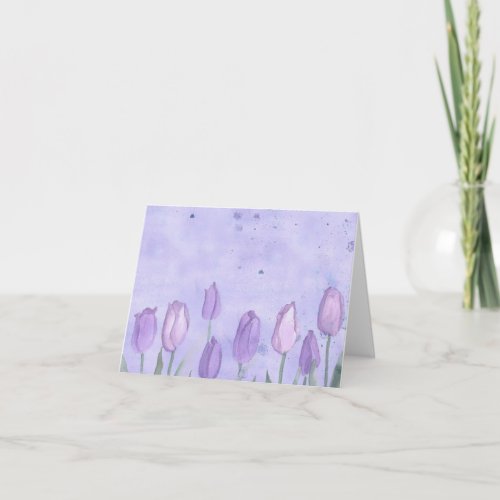 Lavender Tulips Watercolor Flowers Blank Card