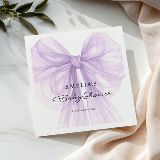 Lavender Tulle Bow Elegant Baby Shower Napkins (Creator Uploaded)