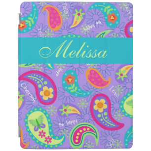 Lavender Turquoise Blue Modern Paisley Pattern iPad Smart Cover