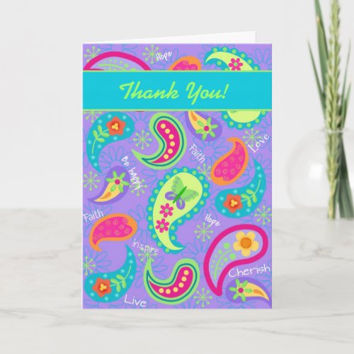 Lavender Turquoise Paisley Thank You Custom