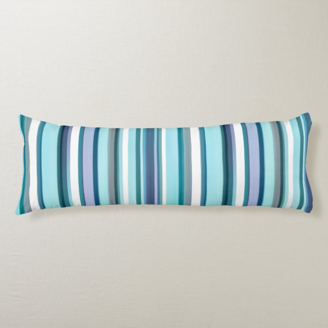 Lavender Turquoise Watercolor Stripes Body Pillow (Front)