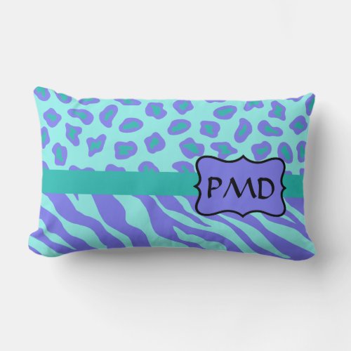 Lavender  Turquoise Zebra  Cheetah Skin Custom Lumbar Pillow