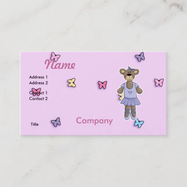 Lavender Tutu Ballerina Bear Business Card Zazzle
