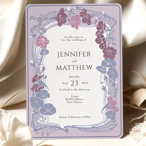 Lavender Twilight Mauve Floral Wedding Invitation