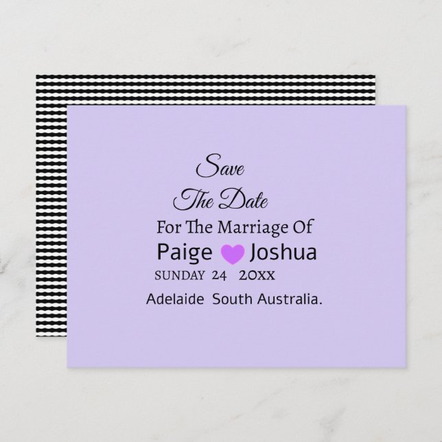 Lavender Twist Modern Typography Wedding  Announcement (Front/Back)