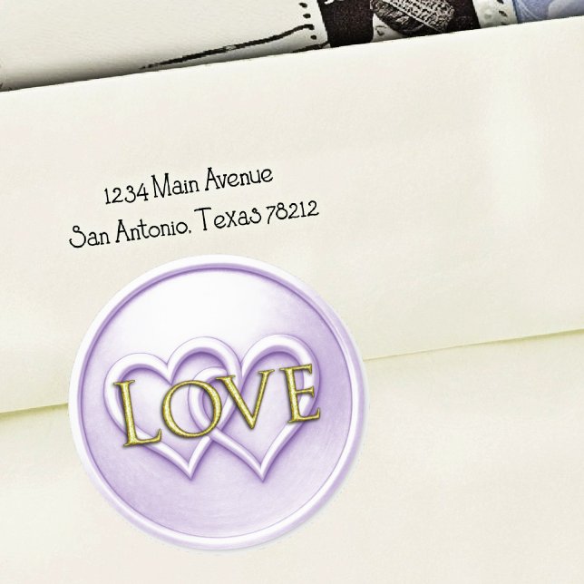 Lavender Two Hearts Intertwined Wedding Classic Round Sticker (Creator Uploaded)