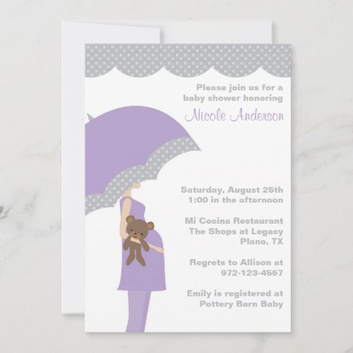 Lavender Umbrella Baby Shower Invitations