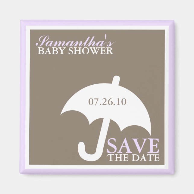 Lavender Umbrella Baby Shower Magnet (Front)