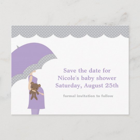 Lavender Umbrella Baby Shower Save The Date Announcement Postcard