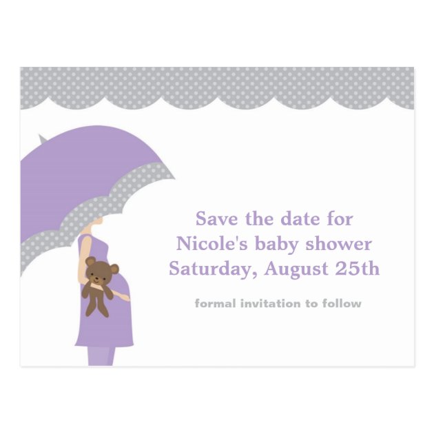 Lavender Umbrella Baby Shower Save The Date Postcard