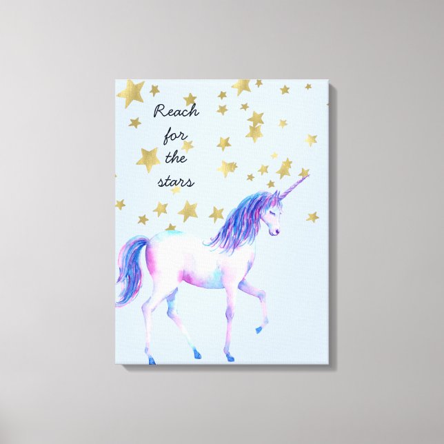 Lavender Unicorn reach for the stars Canvas Print (Front)
