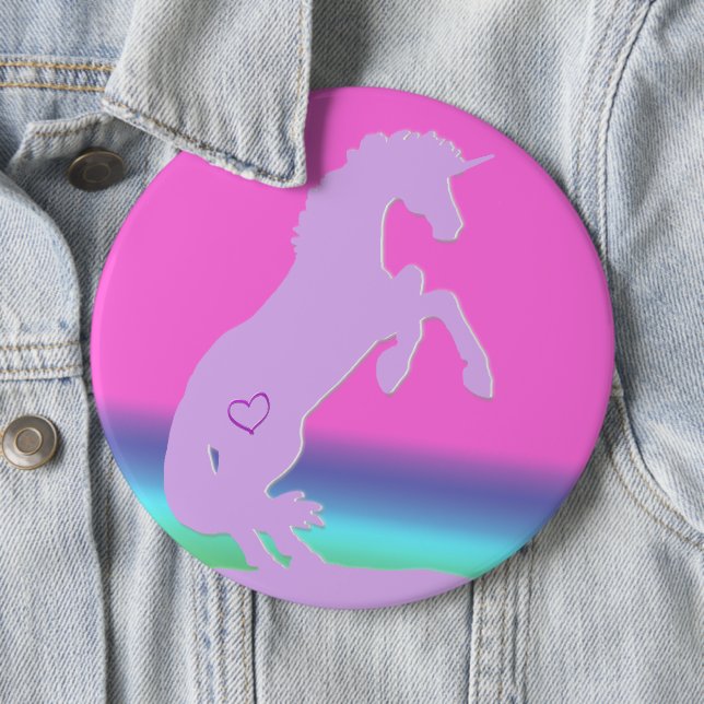 Lavender Unicorn Silhouette (rainbow background) Button (In Situ)