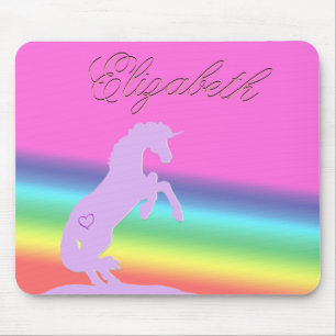 Lavender Unicorn Silhouette (rainbow/customize) Mouse Pad