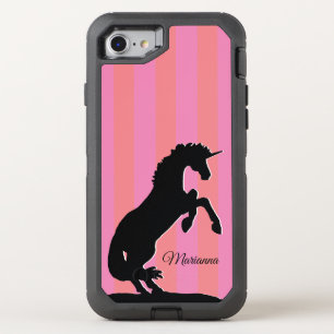 Lavender Unicorn Silhouette (rainbow/personalize) OtterBox Defender iPhone SE/8/7 Case