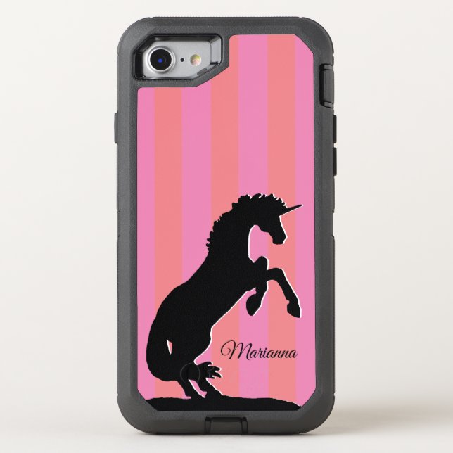 Lavender Unicorn Silhouette (rainbow/personalize) Otterbox iPhone Case (Back)