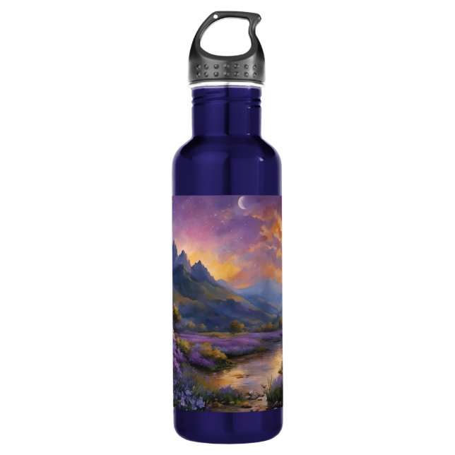 Lavender Valley at Dawn  Stainless Steel Water Bottle (Front)