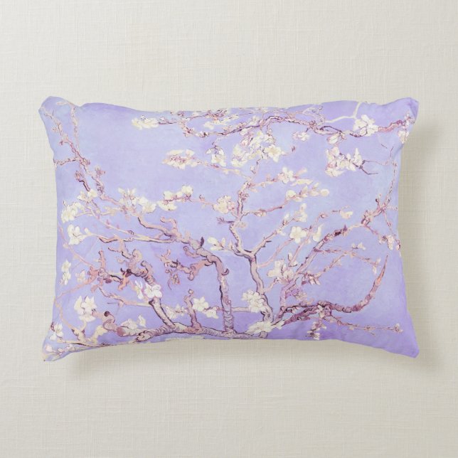 Lavender Van Gogh Almond Blossoms Accent Pillow (Front)