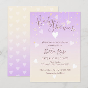 Lavender Vanilla Star Heart Baby Shower Cards