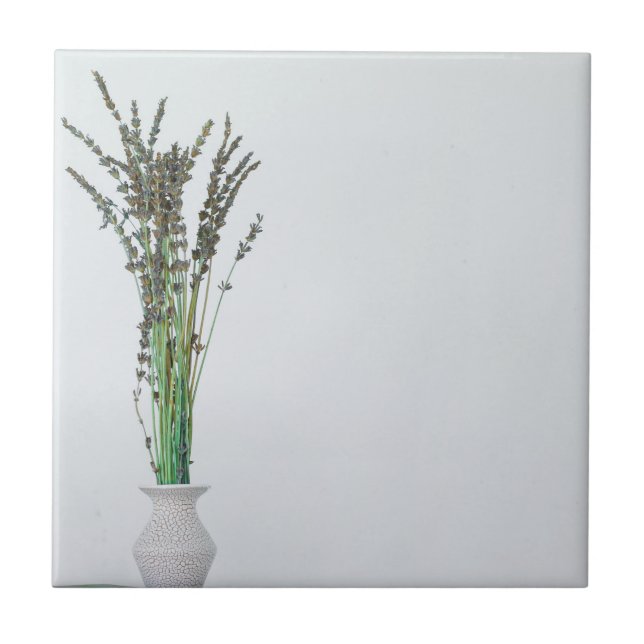 Lavender Vase Minimalism  Ceramic Tile (Front)