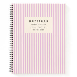 Lavender Vertical Striped, Cream Background Notebook