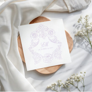 Lavender Victorian Crest Monogram Wedding Napkins