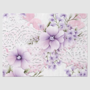 Lavender Victorian Florals & Lace Decoupage   Tissue Paper