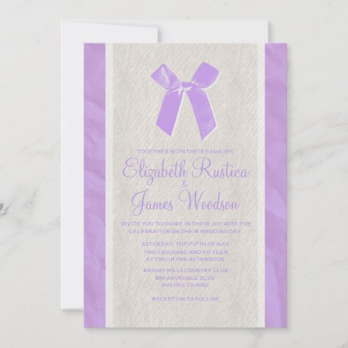 Lavender Vintage Bow &amp; Linen Wedding Invitations
