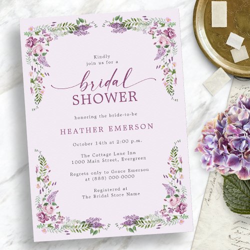 Lavender Vintage Bridal Shower Invitation