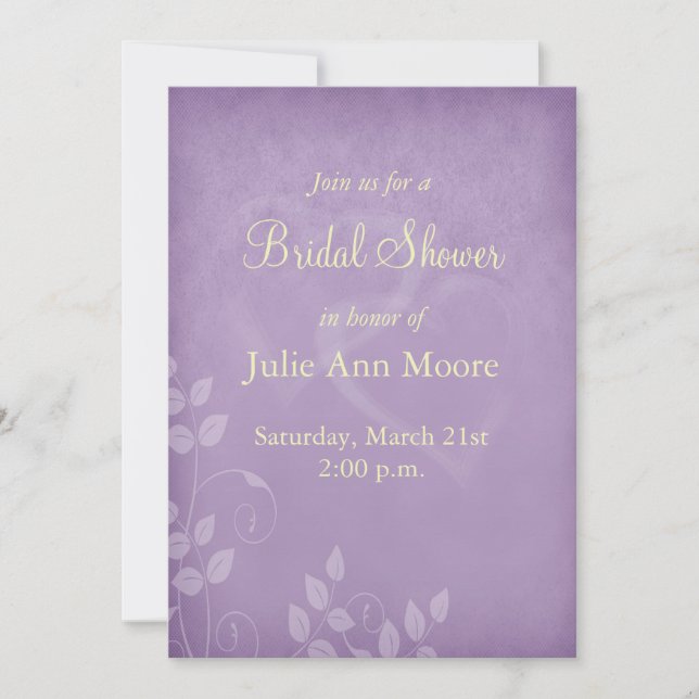 Lavender Vintage Bridal Shower Invitation (Front)
