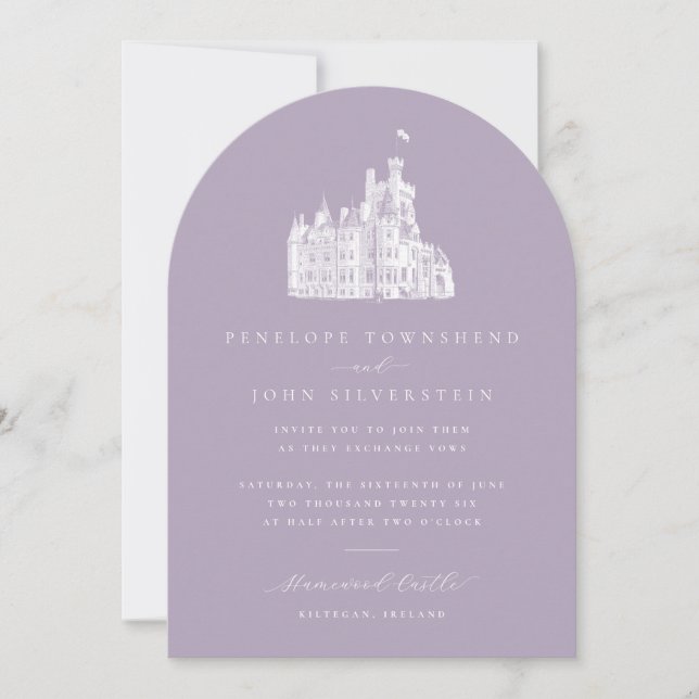 Lavender Vintage Castle Arch Wedding Invitation (Front)