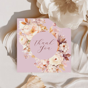 Lavender Vintage Floral Fall Baby Shower Thank You Card