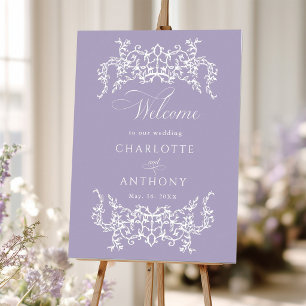 Lavender Vintage Floral Frame Wedding Welcome Foam Board